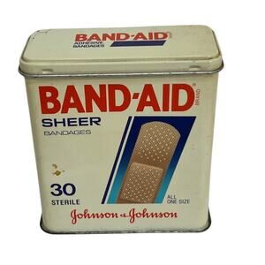 Vintage 1989 BAND-AID Metal Tin Box Johnson & Johnson USA